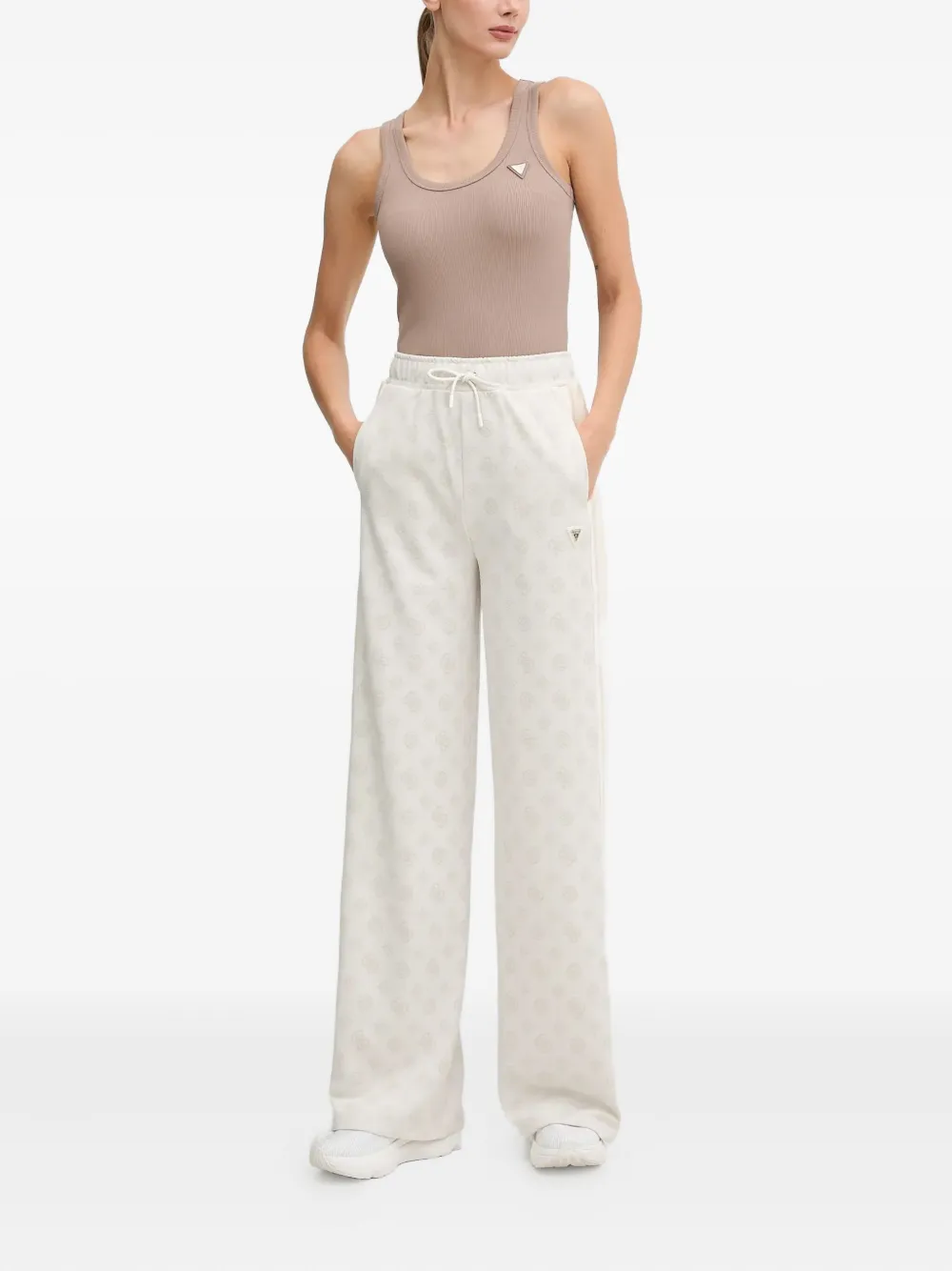 Guess Usa Logo-pattern Track Pants In Neutral
