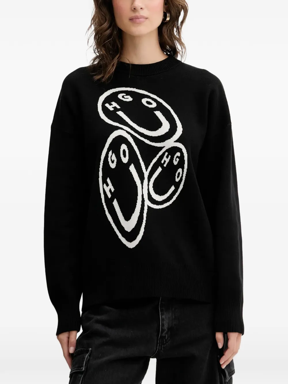 HUGO suéter con cuello redondo | negro | Image 1