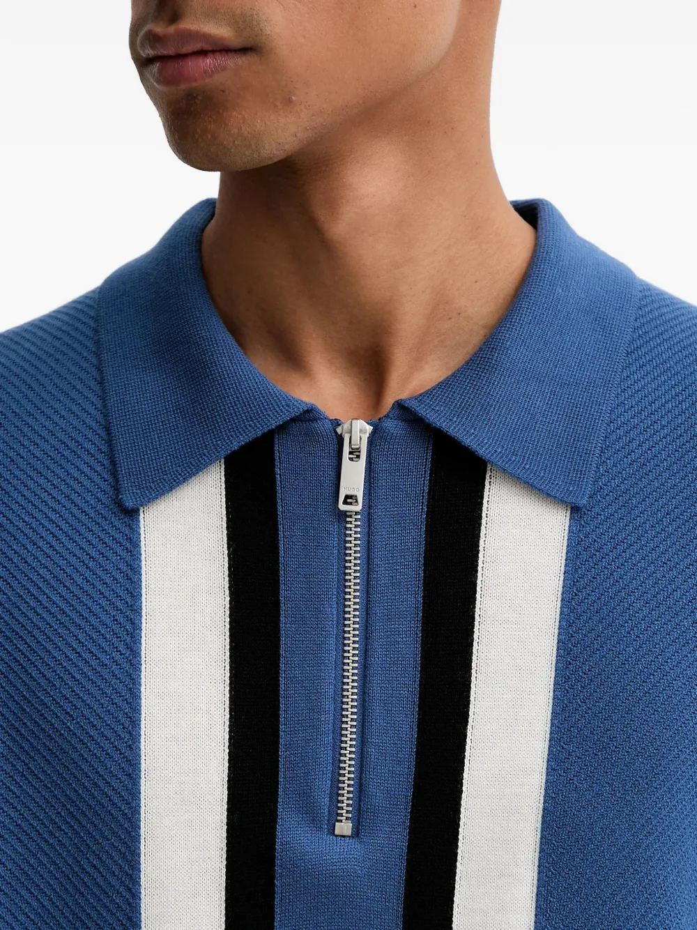 HUGO Poloshirt met gestreept-detail Blauw
