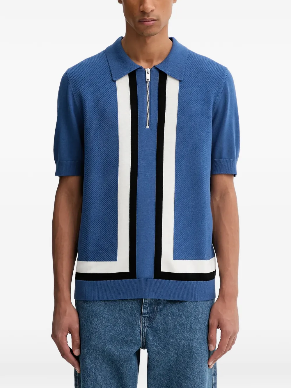 HUGO playera tipo polo con detalle de rayas | azul | Image 1