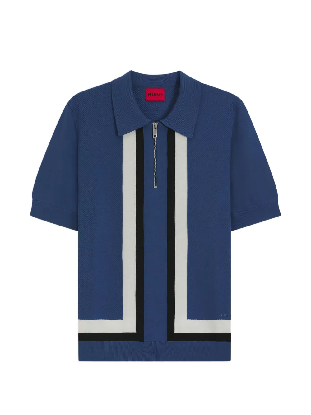 HUGO stripe-detail polo shirt - Blu