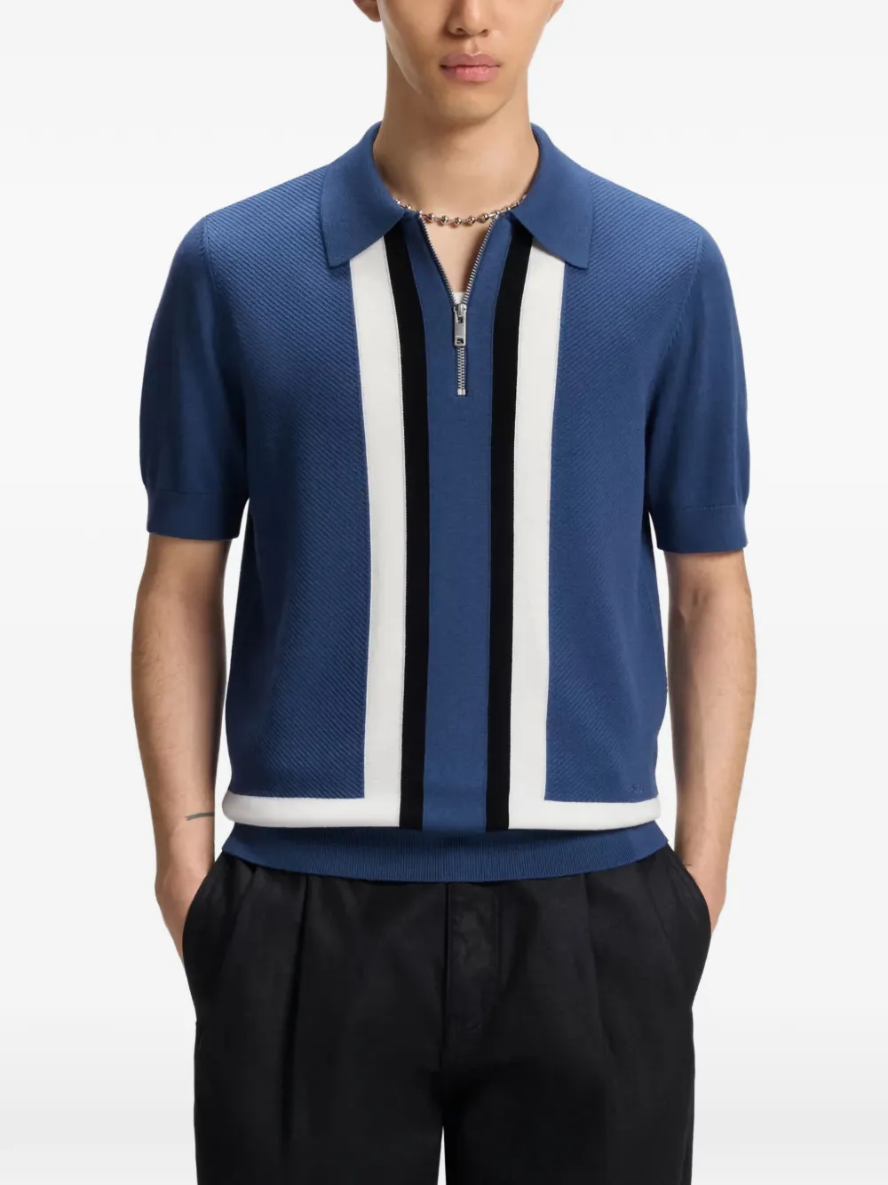 HUGO Poloshirt met gestreept-detail Blauw