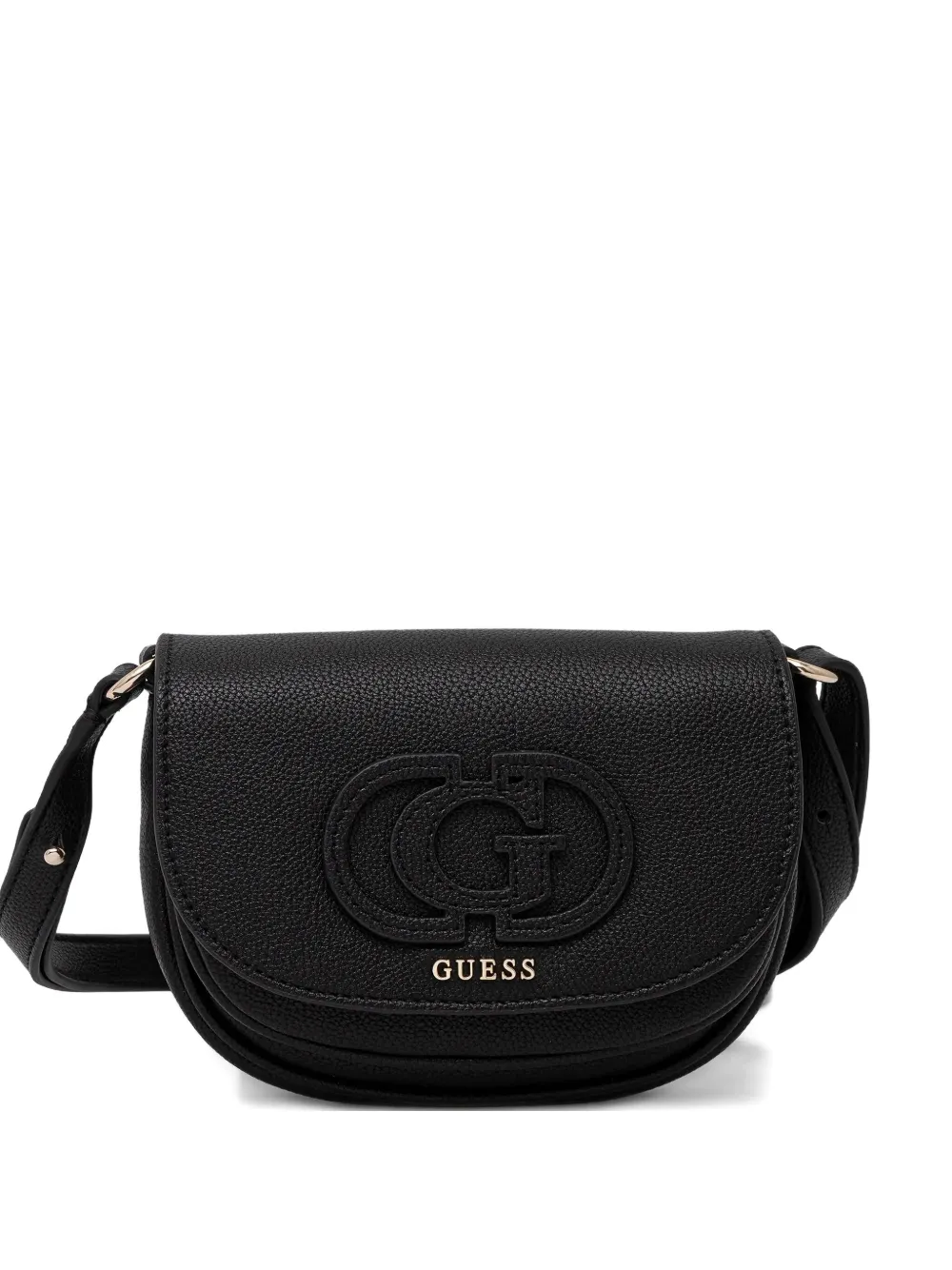 GUESS USA ロゴエンボス ショルダーバッグ - ブラック