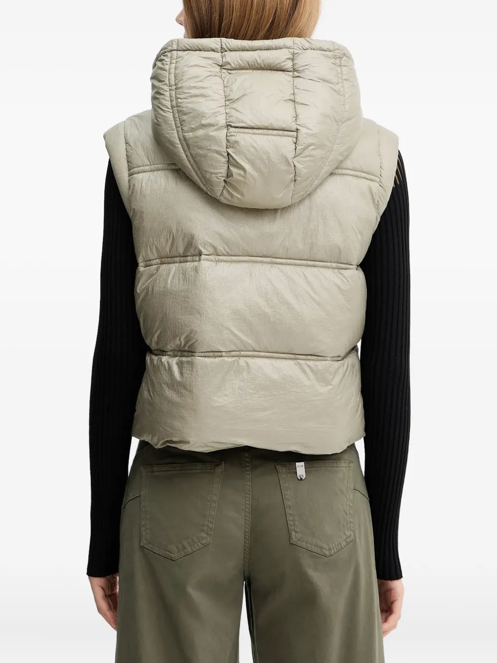 Guess Usa Hooded Padded Gilet In Green