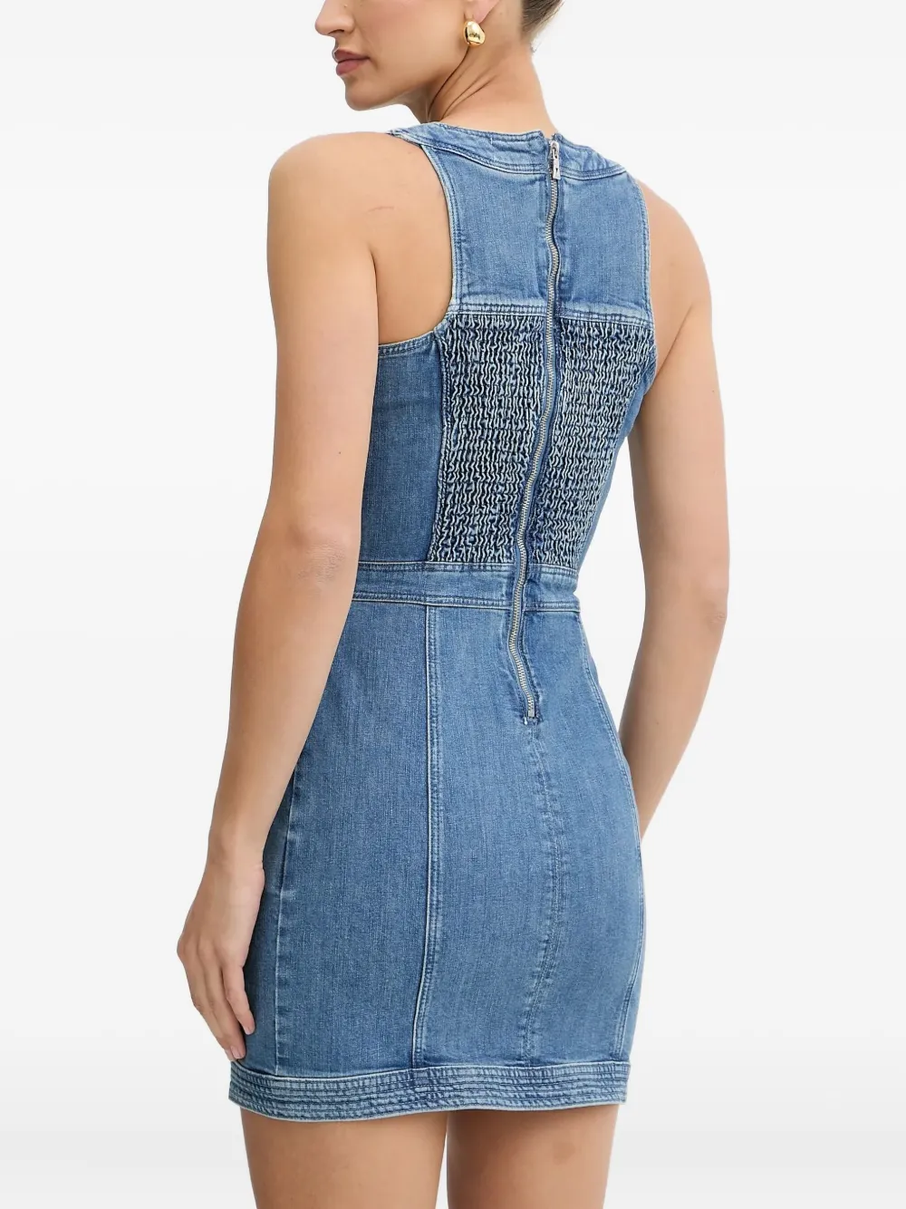 Guess Usa Buttoned Lace-up Mini Day Dress In Multi