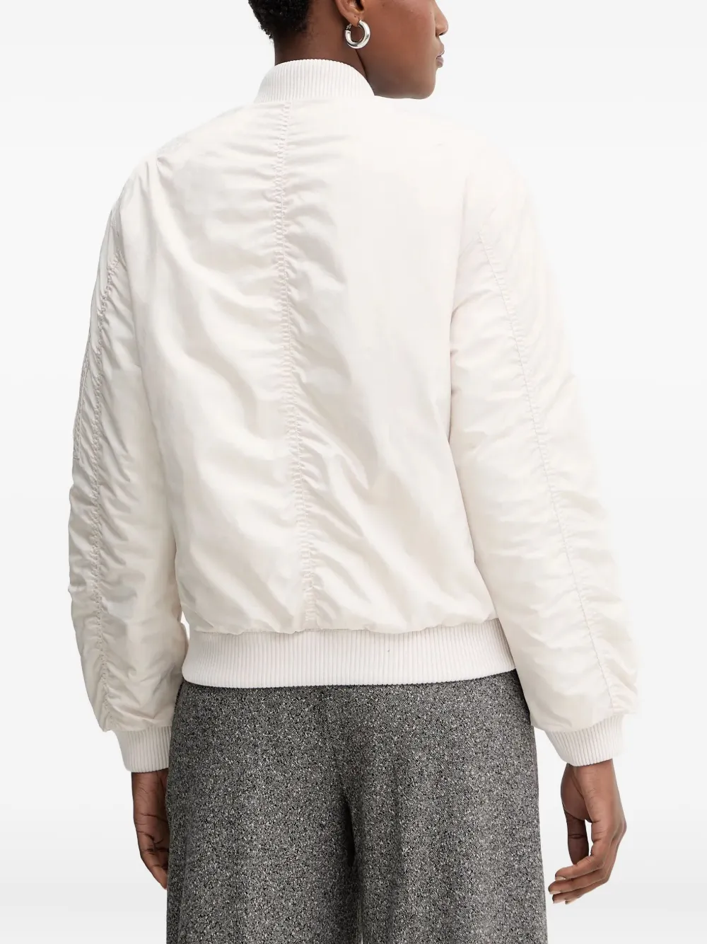 Guess Usa Zipped Bomber Jacket In White