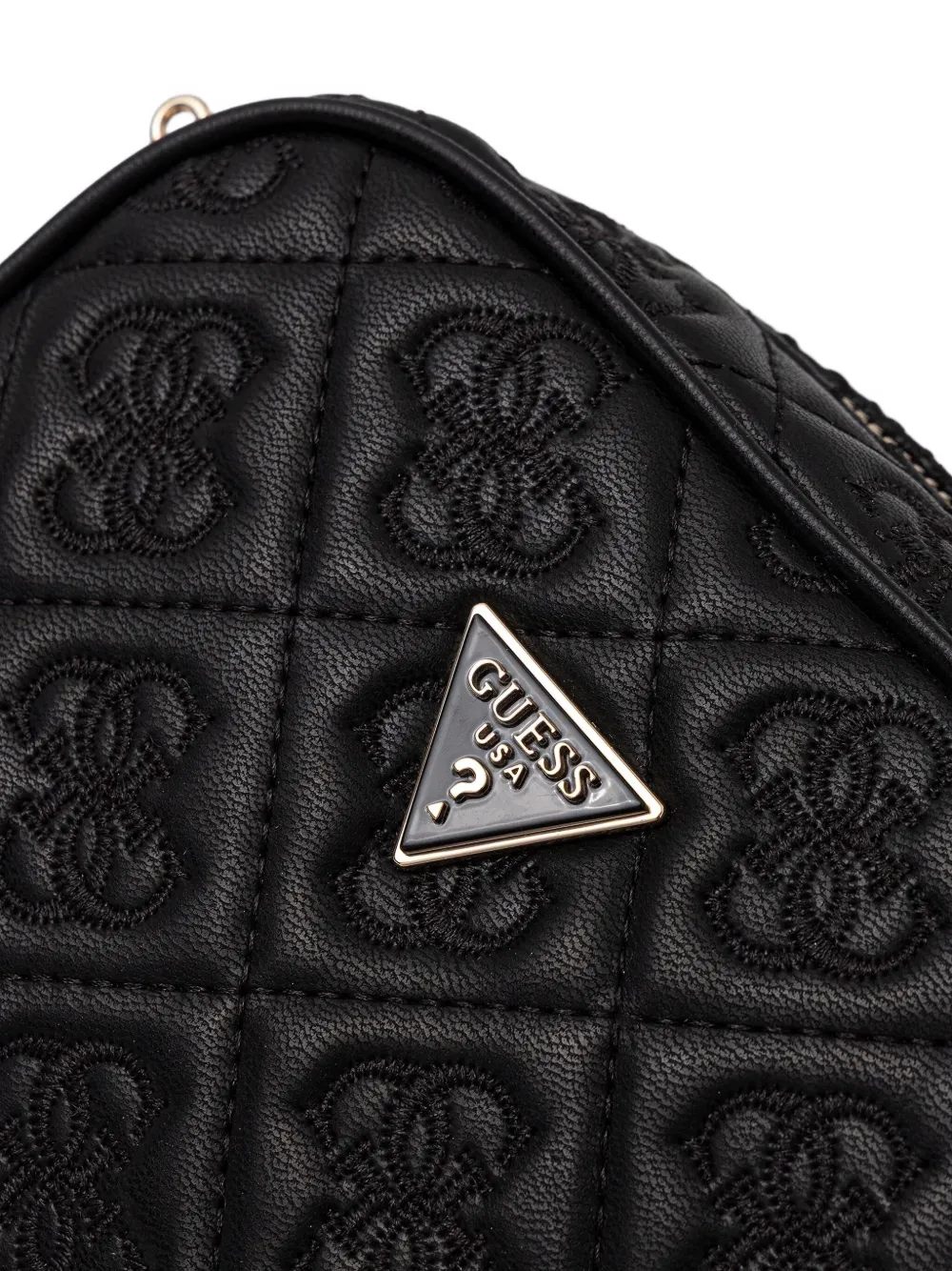 Guess Usa Mini Adelasia Logo-plaque Crossbody Bag In Black