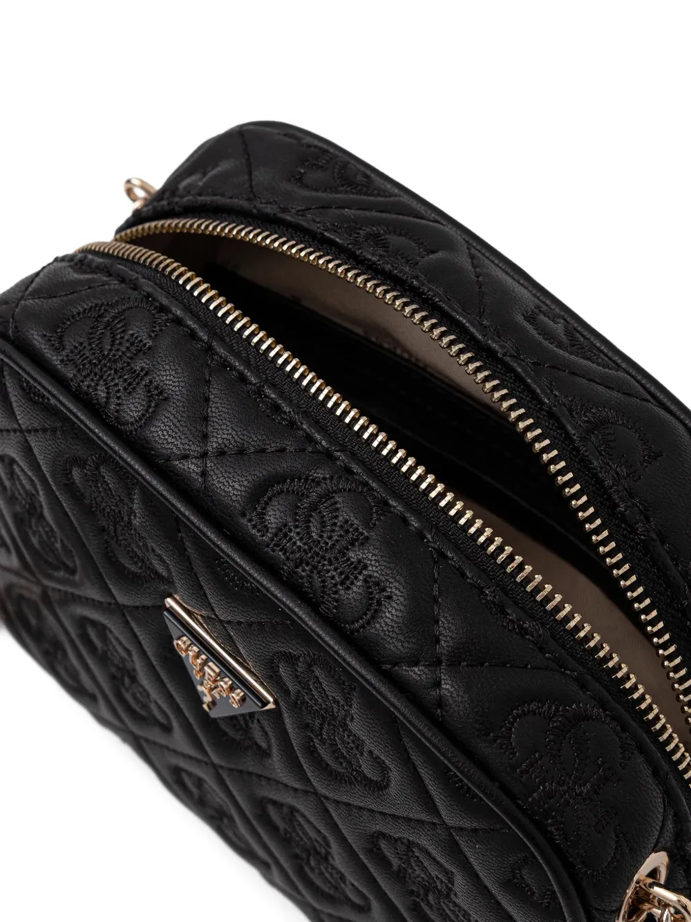 Guess Usa Mini Adelasia Logo-plaque Crossbody Bag In Black