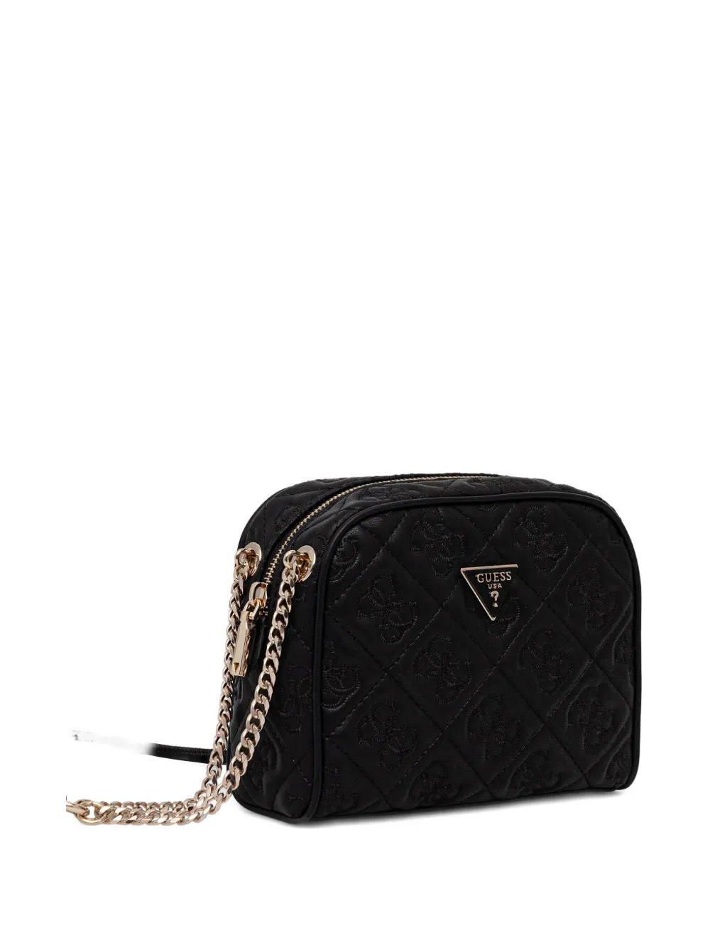 Guess Usa Mini Adelasia Logo-plaque Crossbody Bag In Black