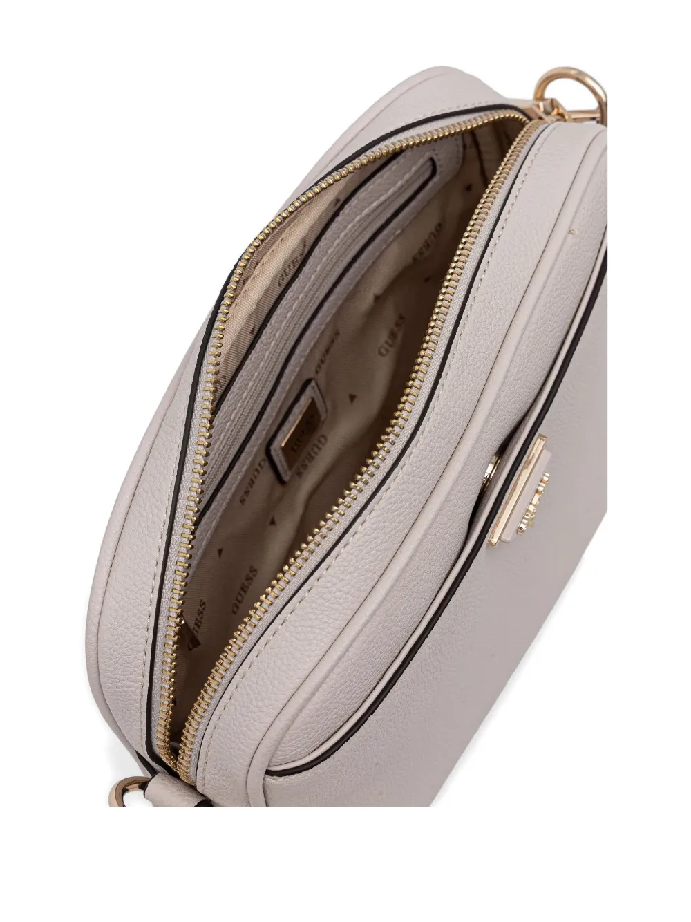 Guess Usa Triangle-logo Cross Body Bag In Neutral