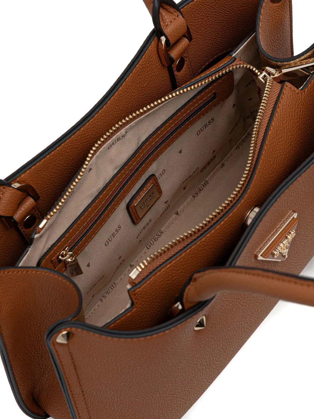 Guess Usa Logo-plaque Shoulder Bag In Brown