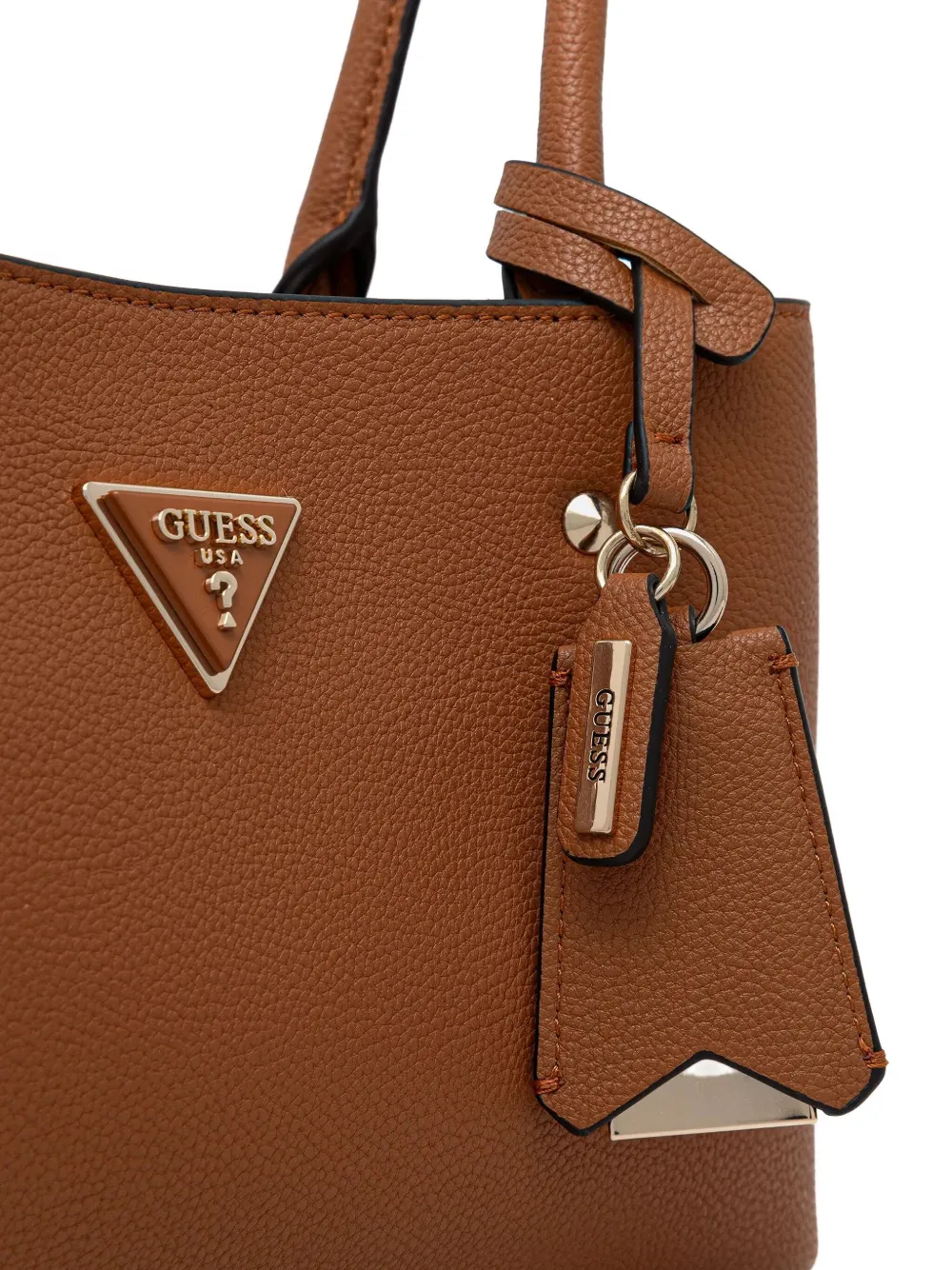 Guess Usa Logo-plaque Shoulder Bag In Brown