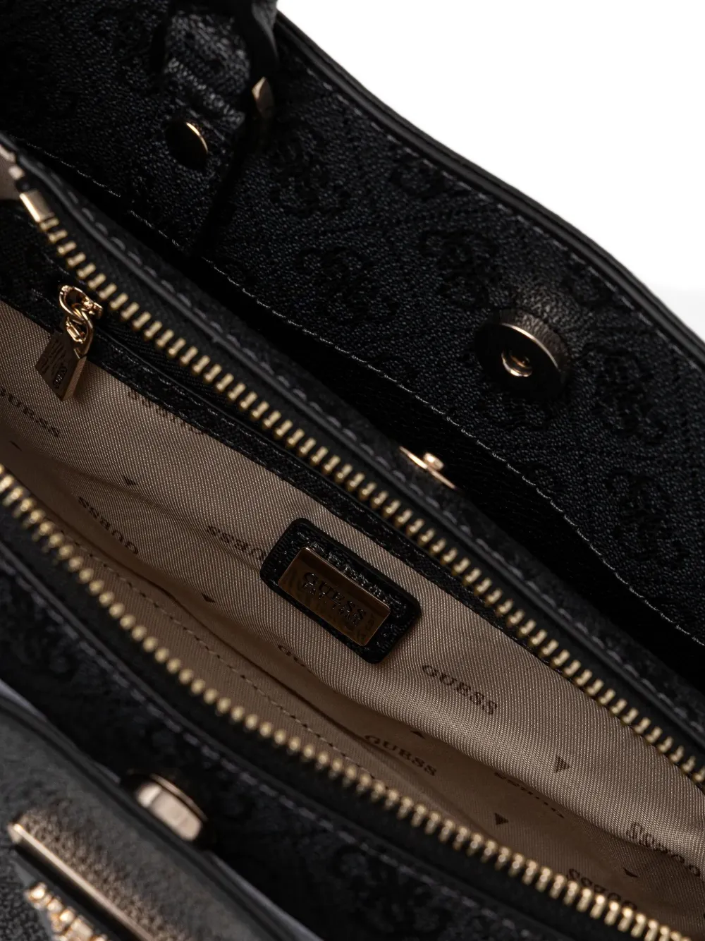 Guess Usa Monogram Plaque Shoulder Bag In Black