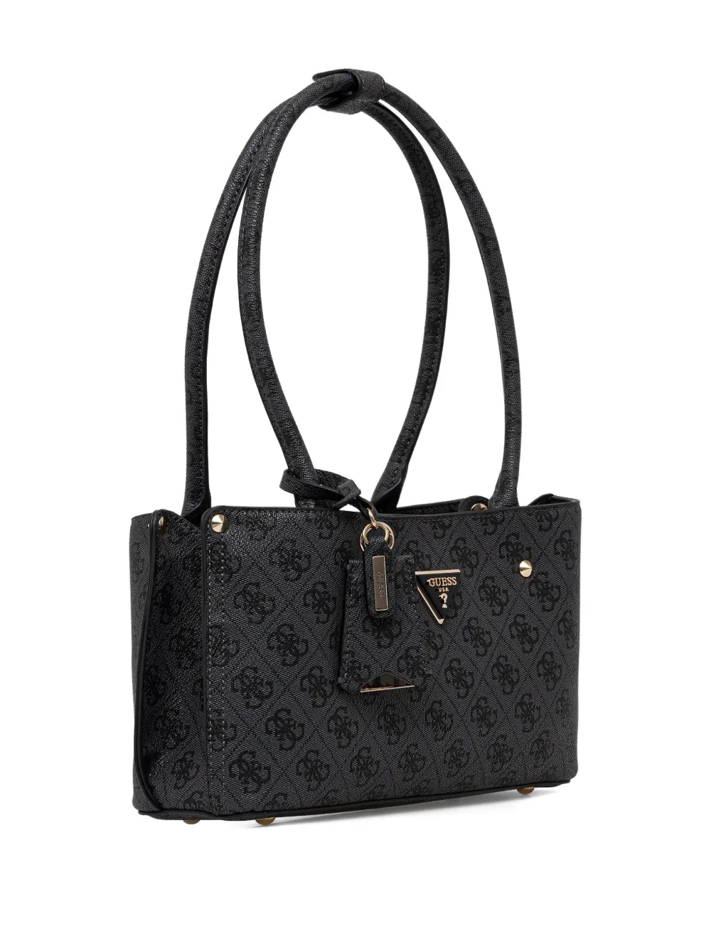 GUESS USA monogram plaque shoulder bag - Zwart