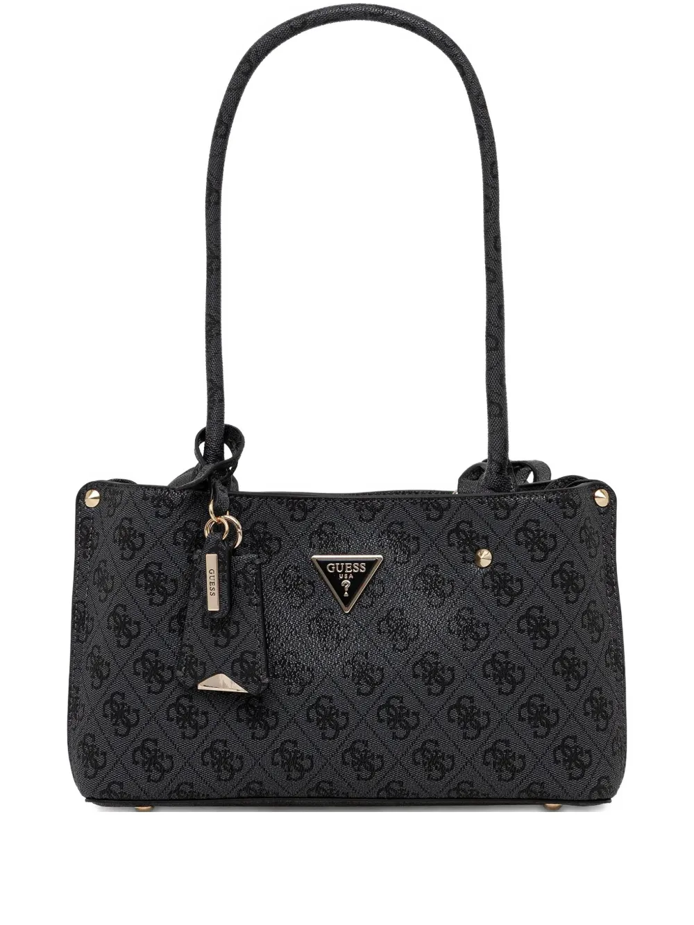 Guess Usa Monogram Plaque Shoulder Bag In Black