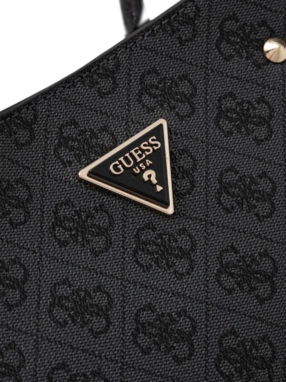 Guess Usa Monogram Plaque Shoulder Bag In Black