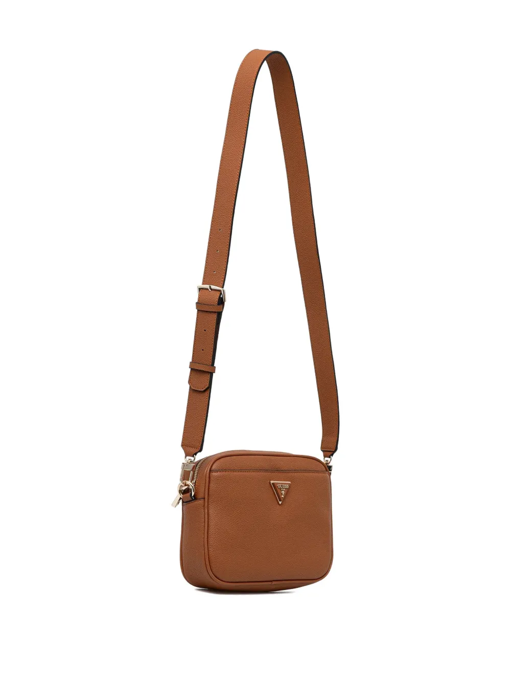 Guess Usa Logo-plaque Crossbody Bag In Brown