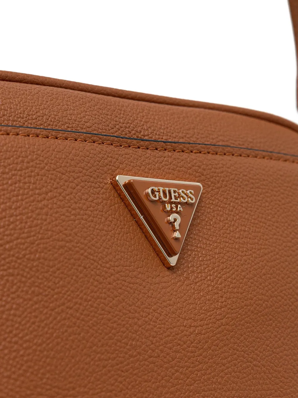 Guess Usa Logo-plaque Crossbody Bag In Brown