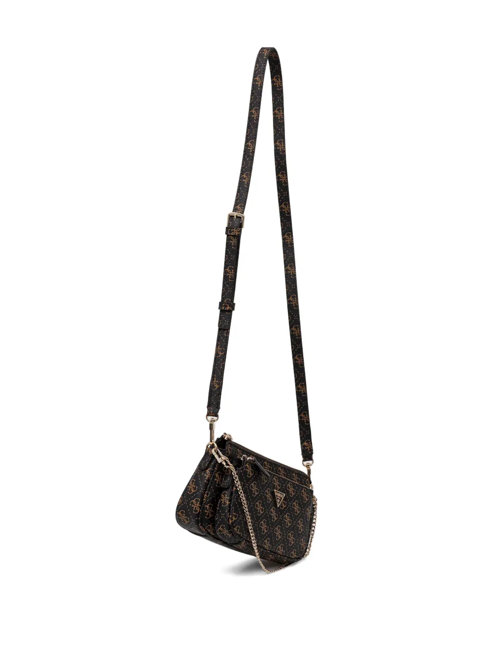 Guess Usa Monogram Chain Cross-body Bag In Brown