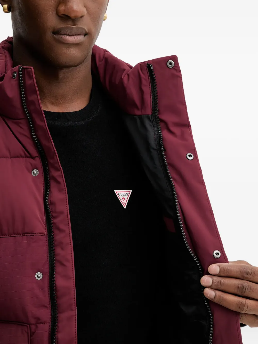 Hugo Boss Padded Logo-patch Gilet In Purple