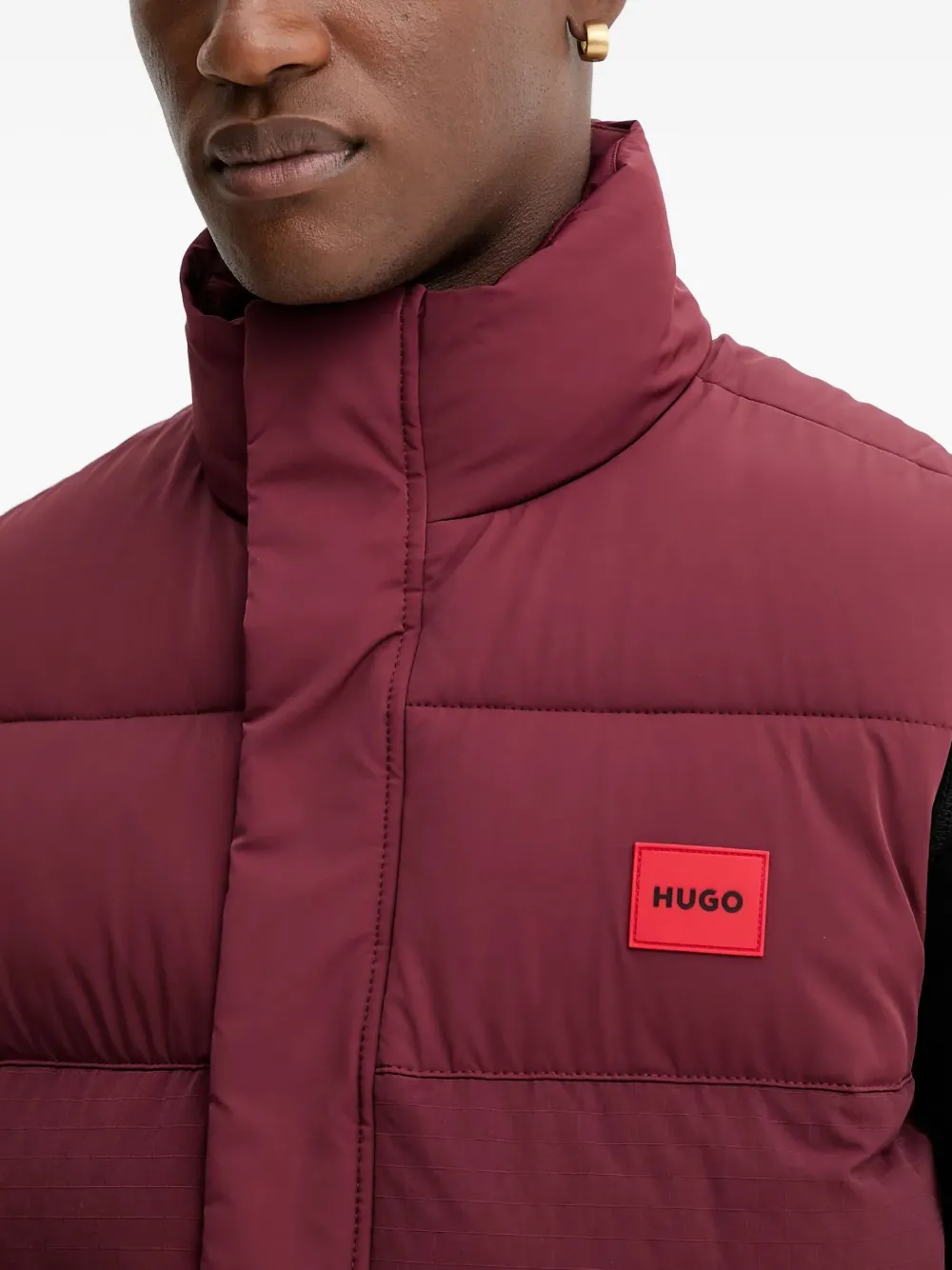 Hugo Boss Padded Logo-patch Gilet In Purple