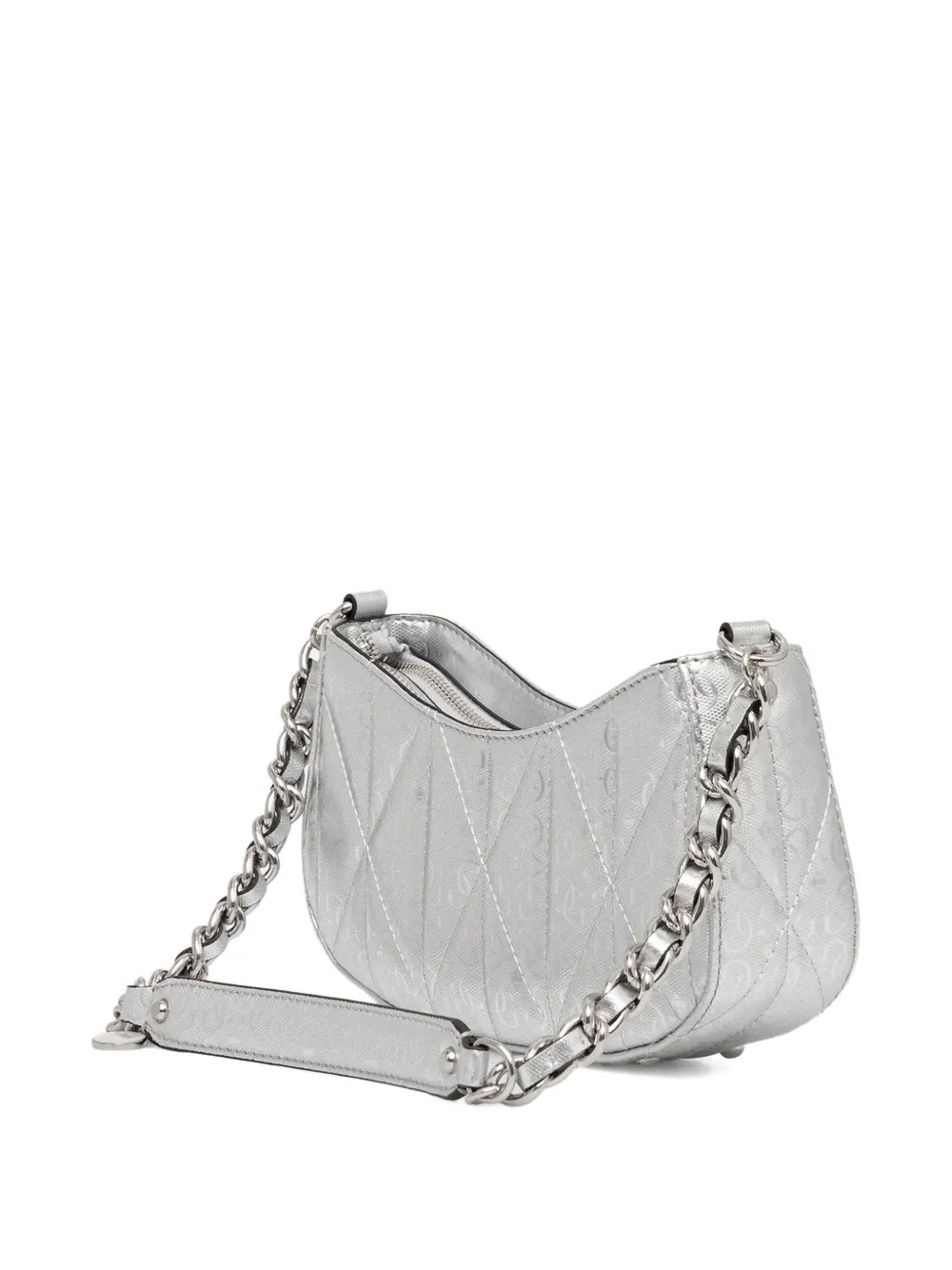 Guess Usa Aldina Quilted-design Chain-strap Shoulder Bag In Silver