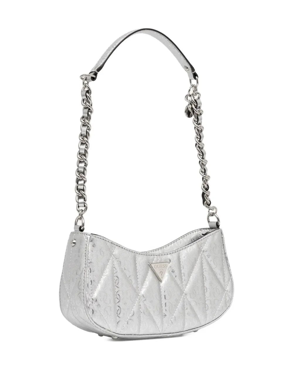Guess Usa Aldina Quilted-design Chain-strap Shoulder Bag In Silver