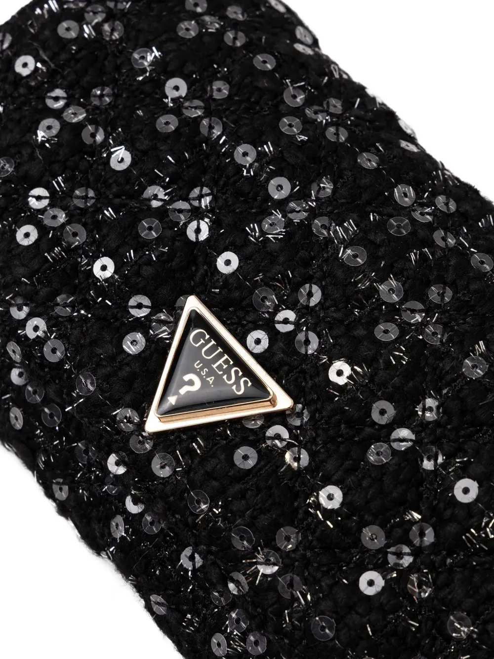 Guess Usa Giully Sequin Chain Cross Body Bag In Black