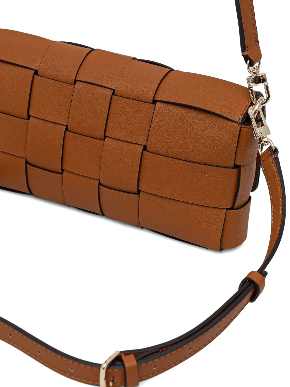 Guess Usa Woven Logo Cross-body Bag In Brown