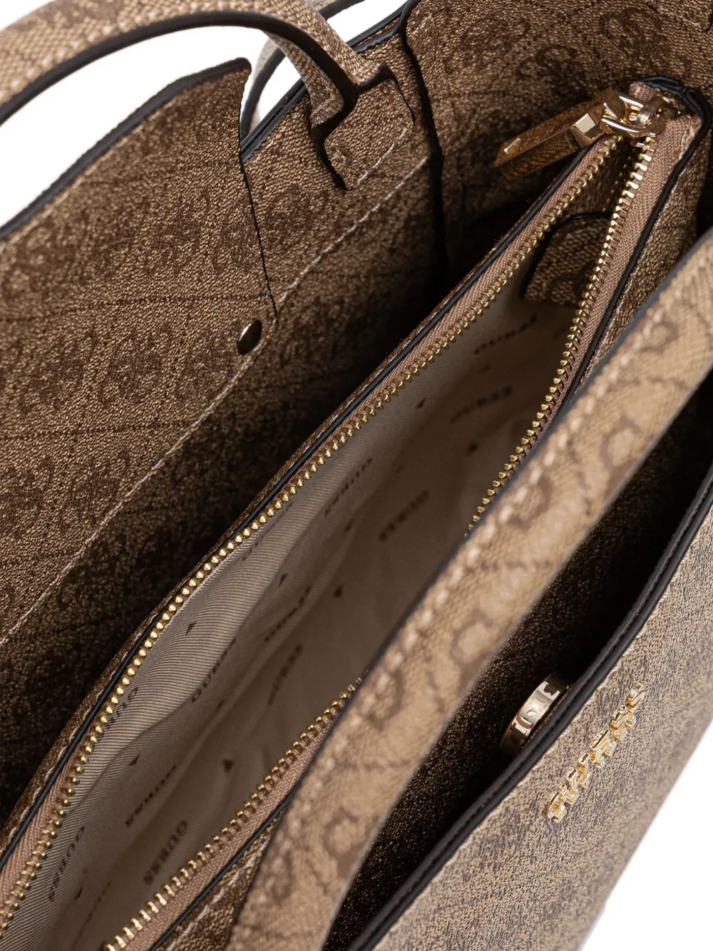 Guess Usa Monogram Top-handles Tote Bag In Brown