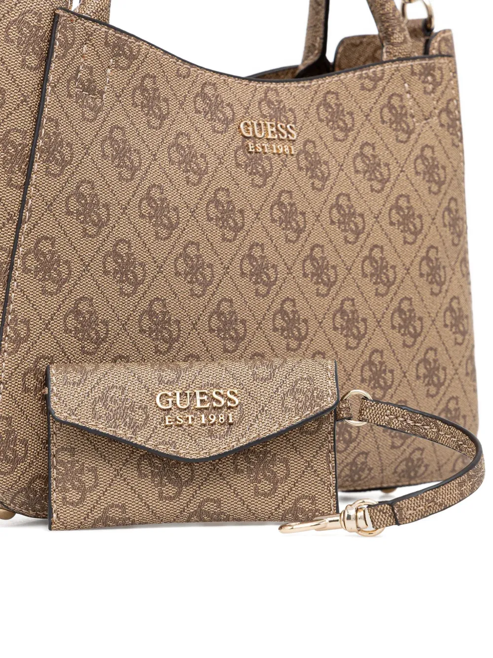 Guess Usa Monogram Top-handles Tote Bag In Brown