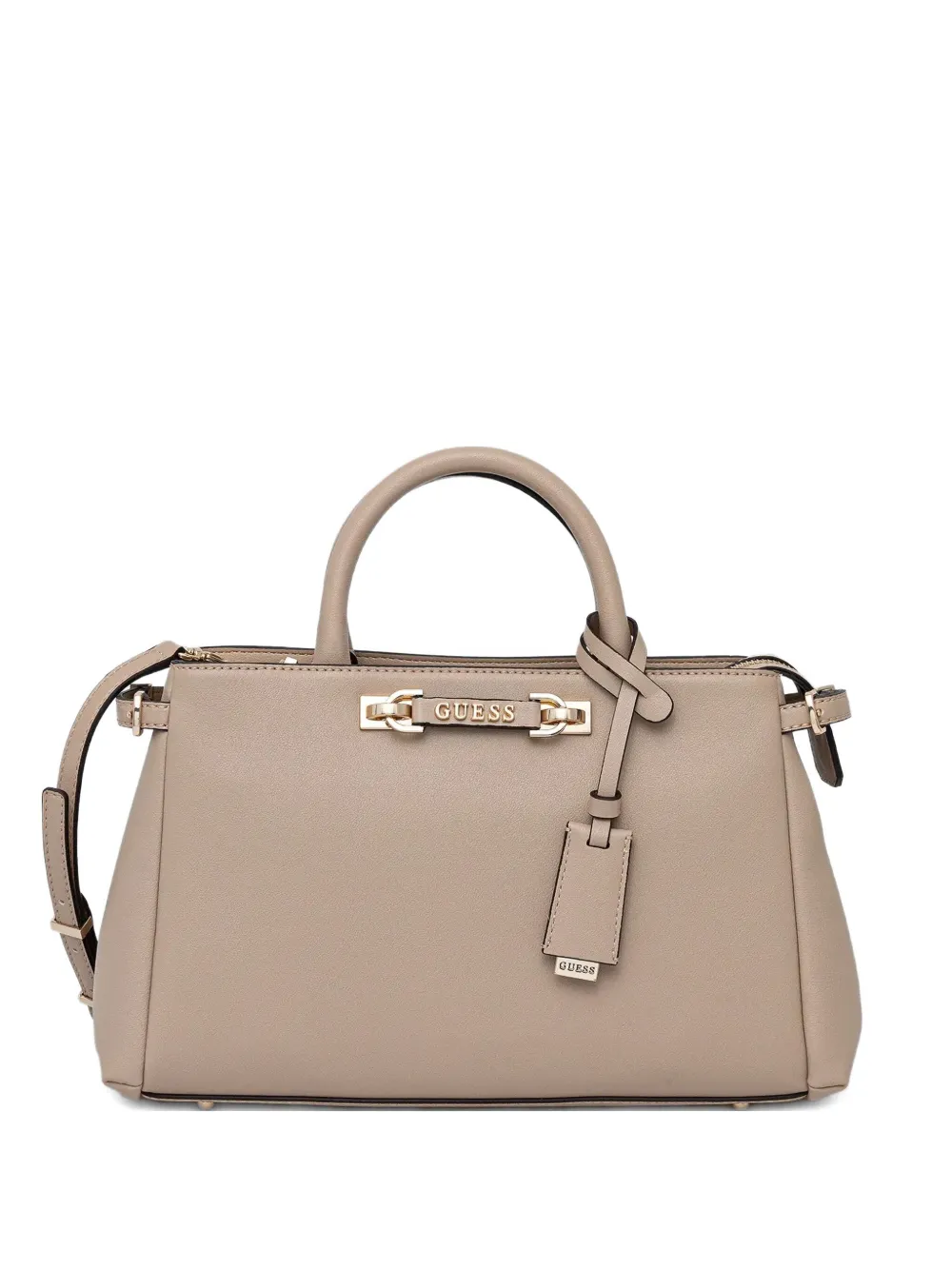 Guess Usa Logo-plaque Crossbody Bag In Neutral