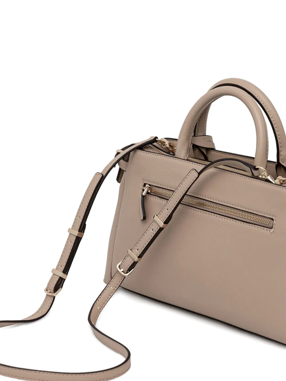 Guess Usa Logo-plaque Crossbody Bag In Neutral