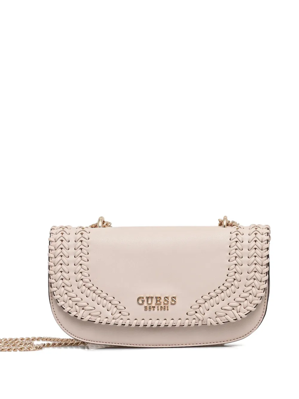 Guess Usa Tatum Woven Chain Mini Cross-body Bag In Neutral