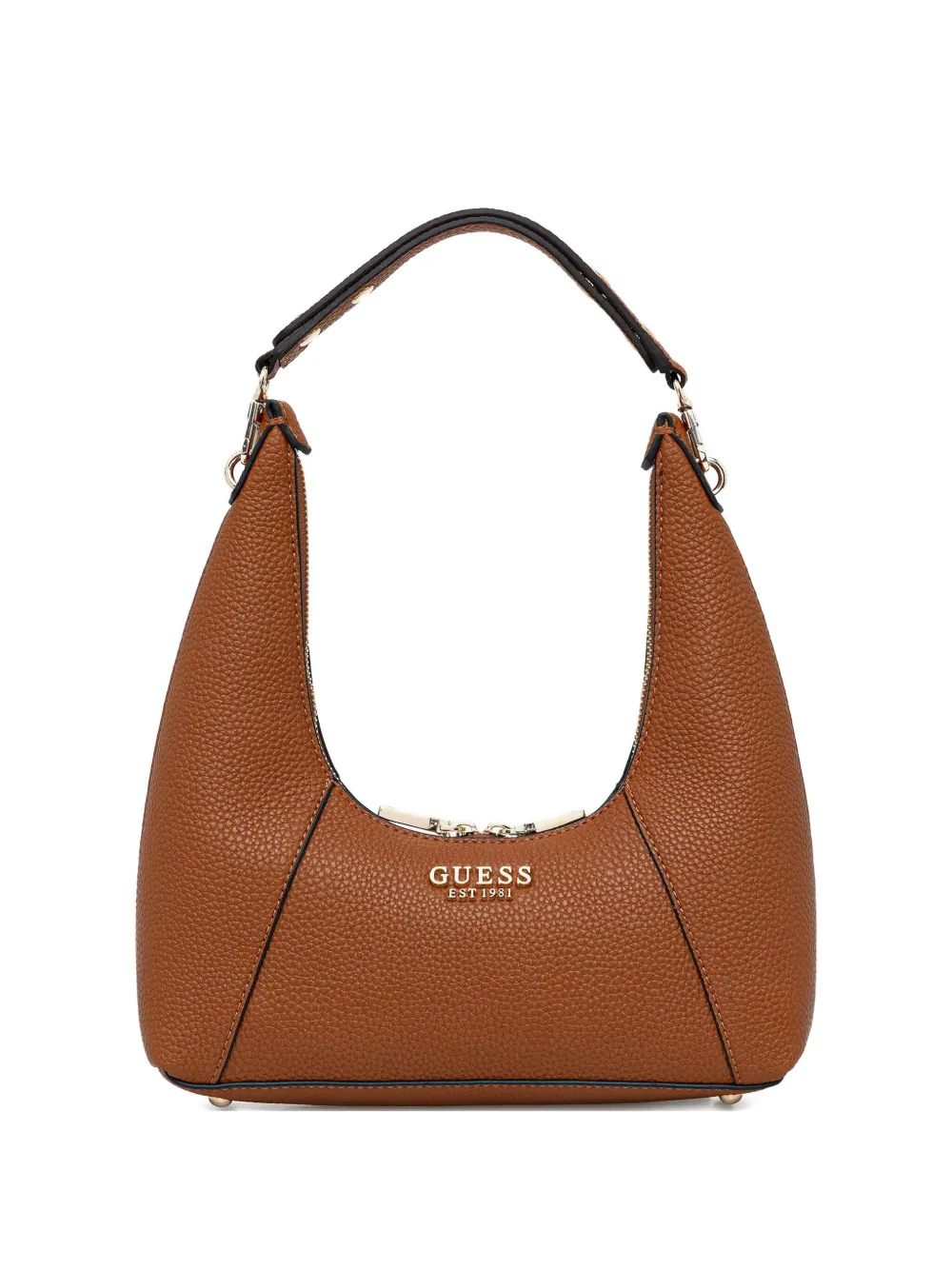 GUESS USA テクスチャード ジップ ハンドバッグ - ブラウン GUESS USA テクスチャード ジップ ハンドバッグ - ブラウン