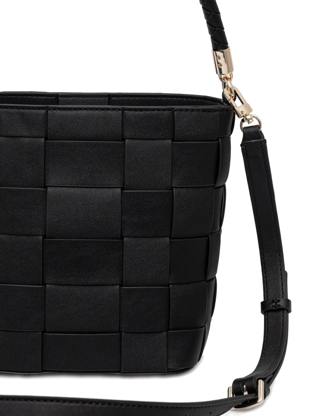 Guess Usa Woven Braided-handle Tote Bag In Black