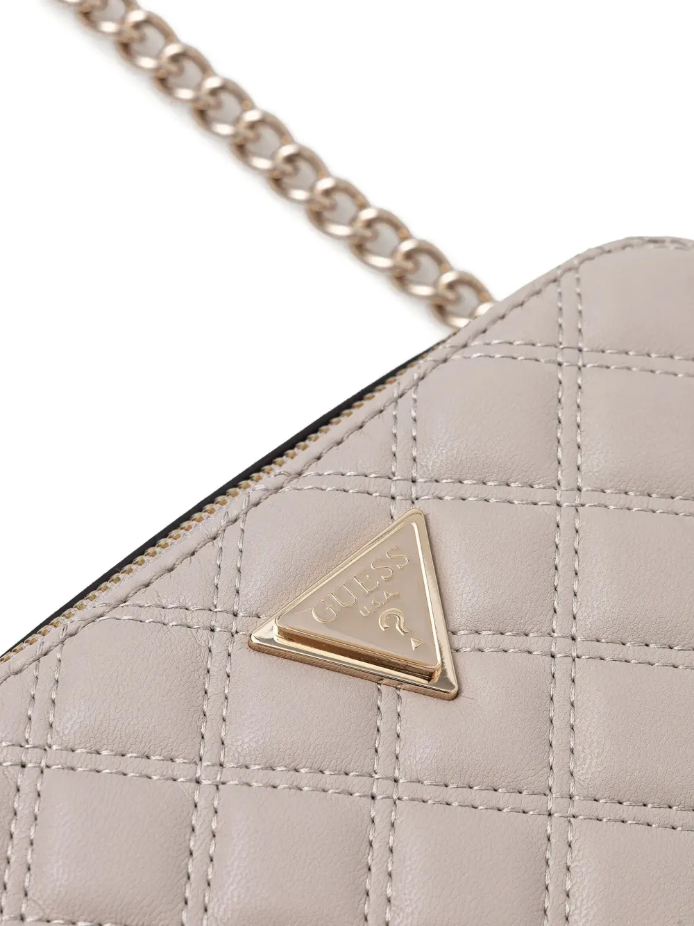 Guess Usa Quilted Chain Cross-body Bag In Neutral