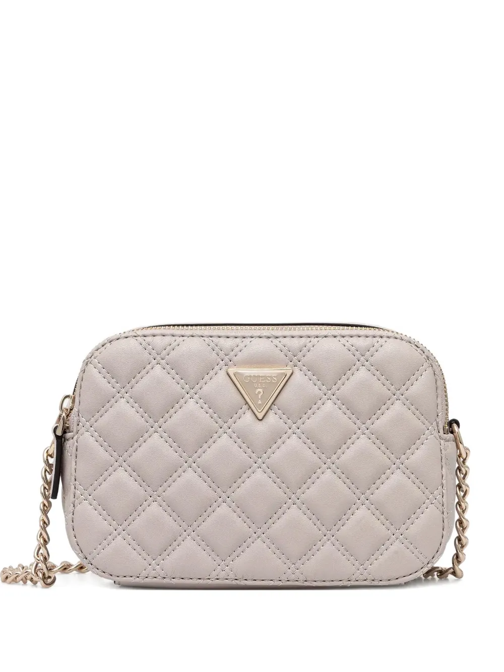 Guess Usa Quilted Chain Cross-body Bag In Neutral