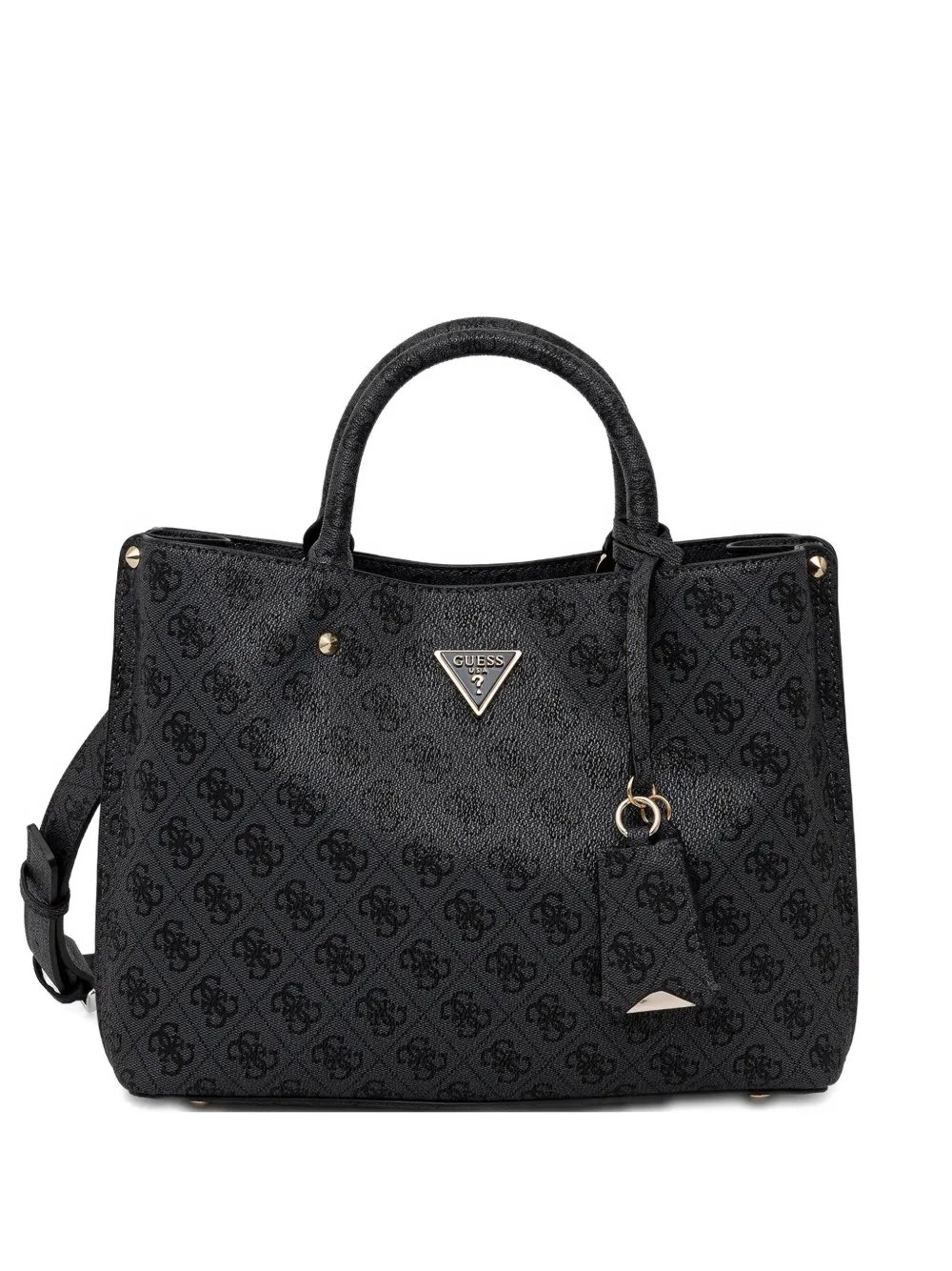 Guess Usa Monogram Top-handles Tote Bag In Black