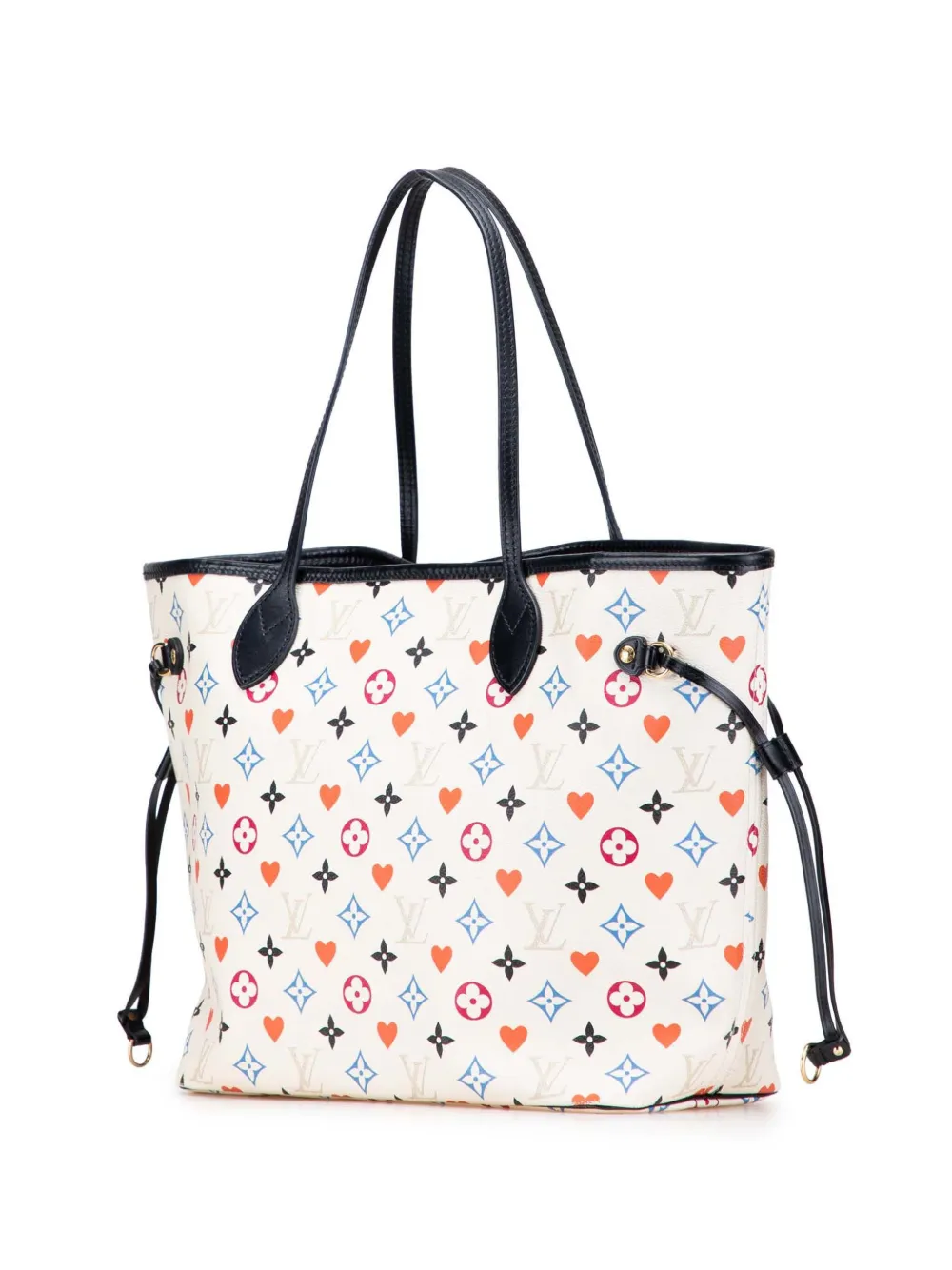 Pre-owned Louis Vuitton 2020 Monogram Game On Neverfull Mm Tote Bag In White