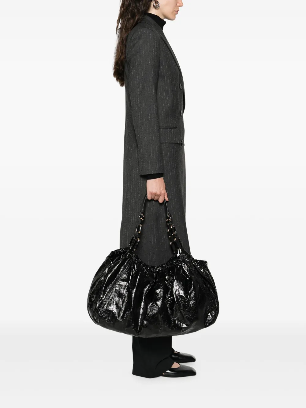 Marella Medium leren shopper - Zwart