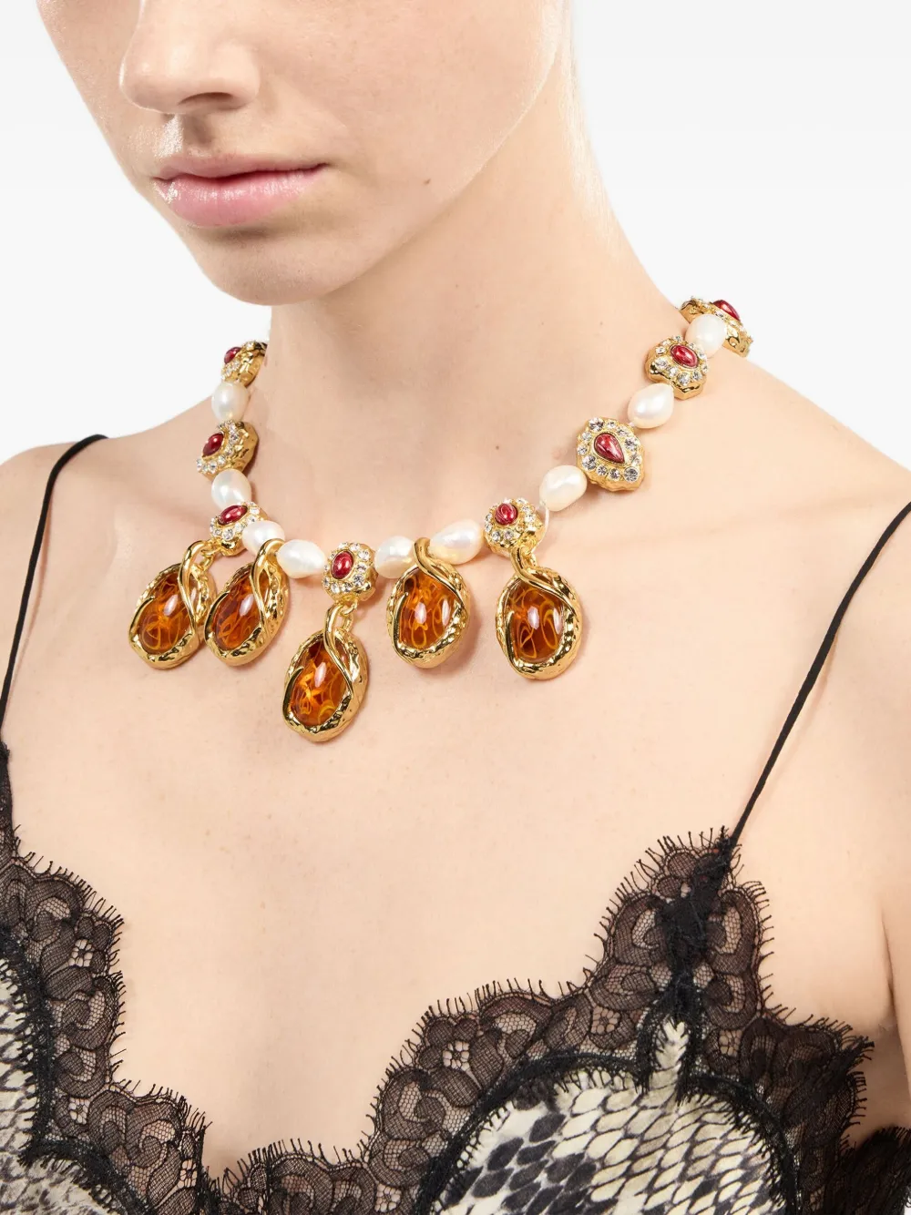 Roberto Cavalli Halsketting met topaas-effect - Goud