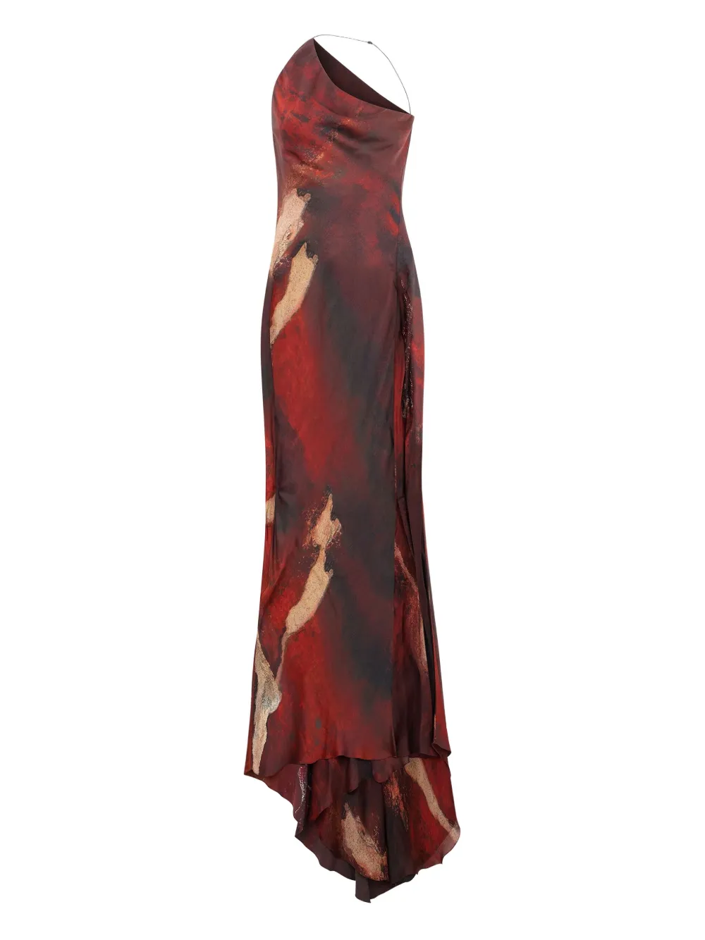 Roberto Cavalli One-Shoulder-Abendkleid mit Schlitz - Rot