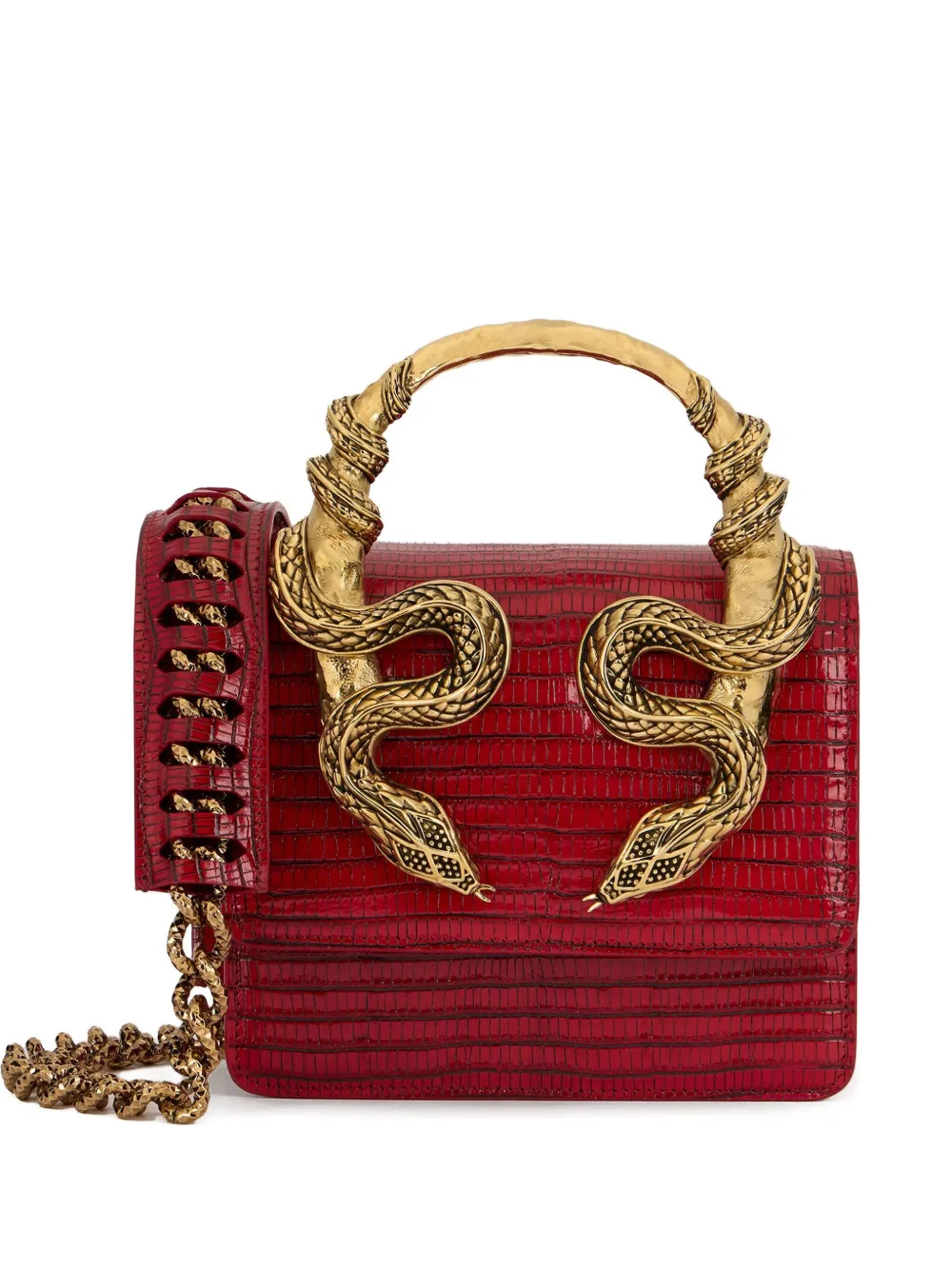 Roberto Cavalli Borsa a tracolla media con decorazione - Rosso