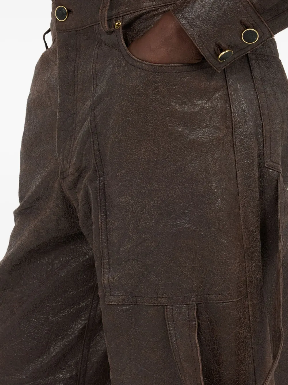 Roberto Cavalli Leren cargo broek Zwart