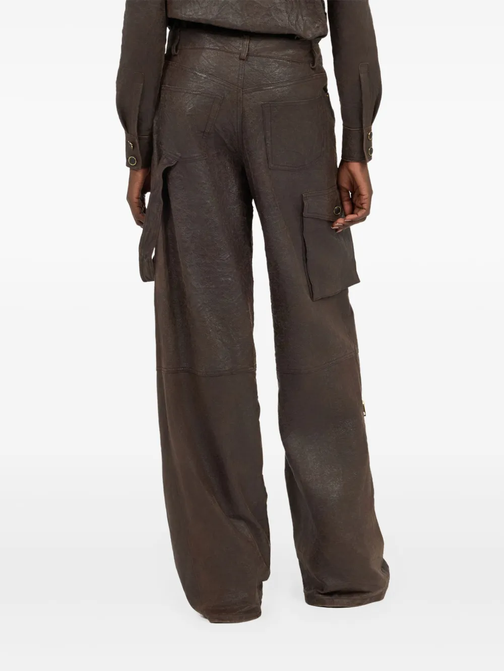 Roberto Cavalli Leren cargo broek Zwart