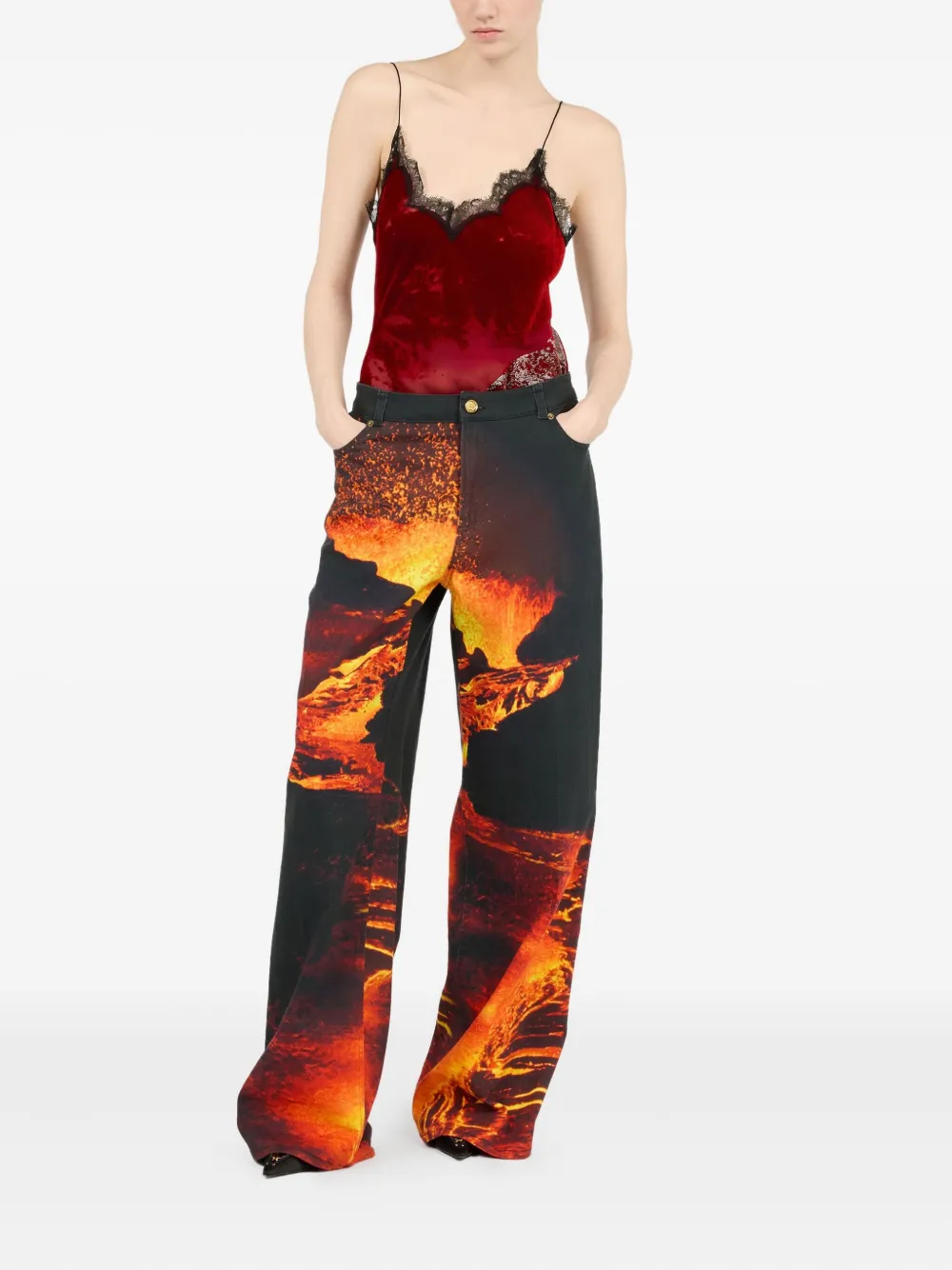 Roberto Cavalli Jeans met lava-print - Zwart