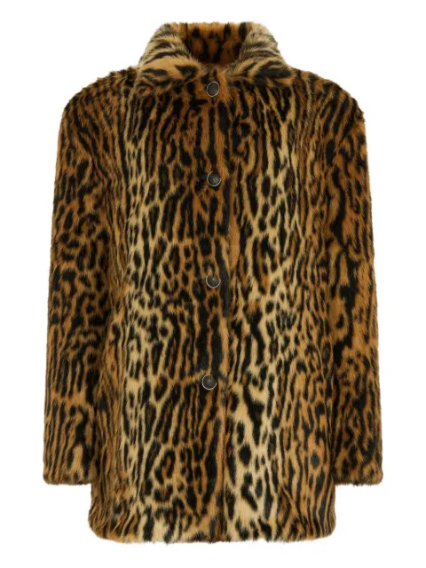 Roberto Cavalli leopard-print button coat