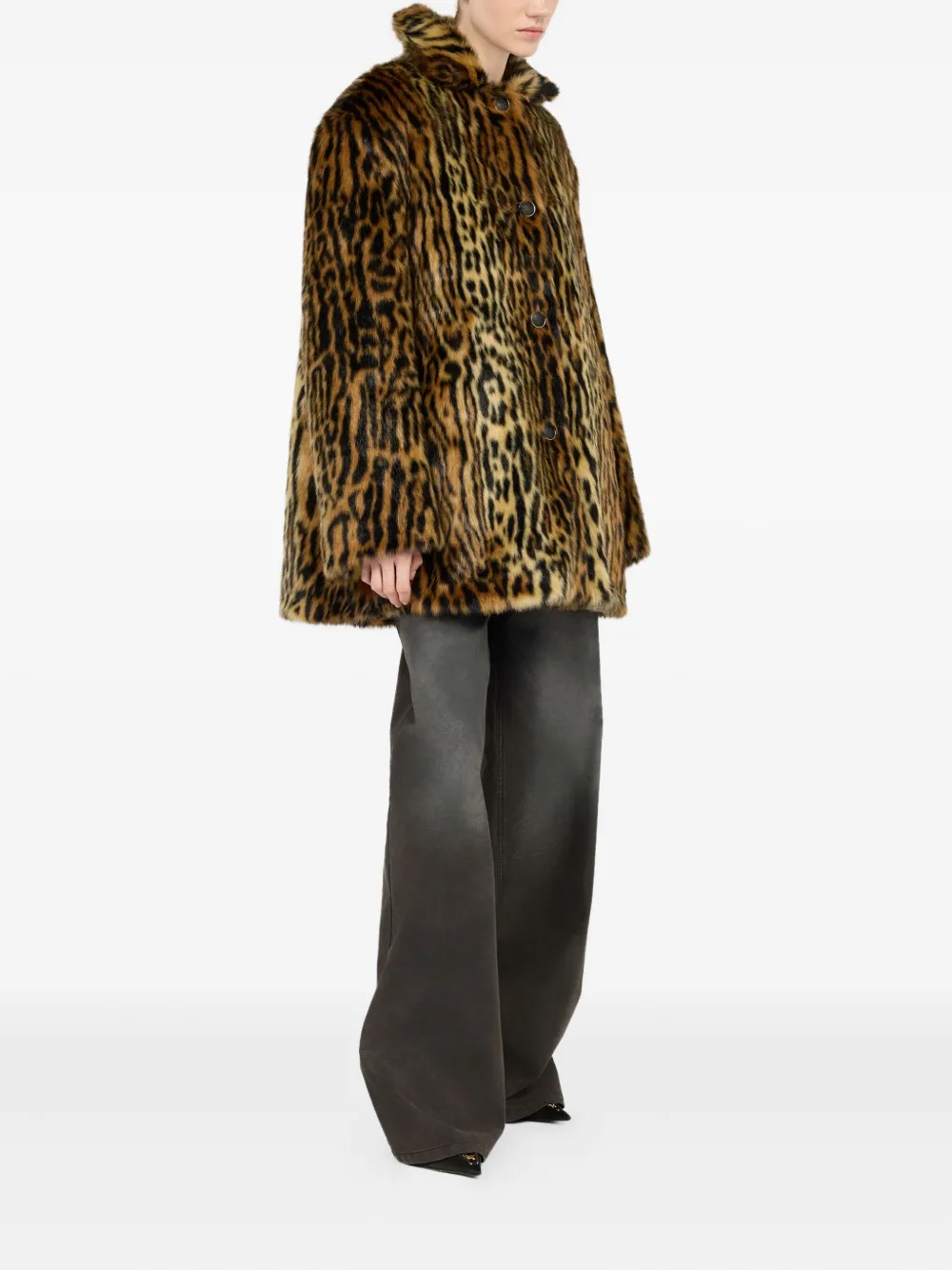 Roberto Cavalli Leopard-print Button Coat In Multi