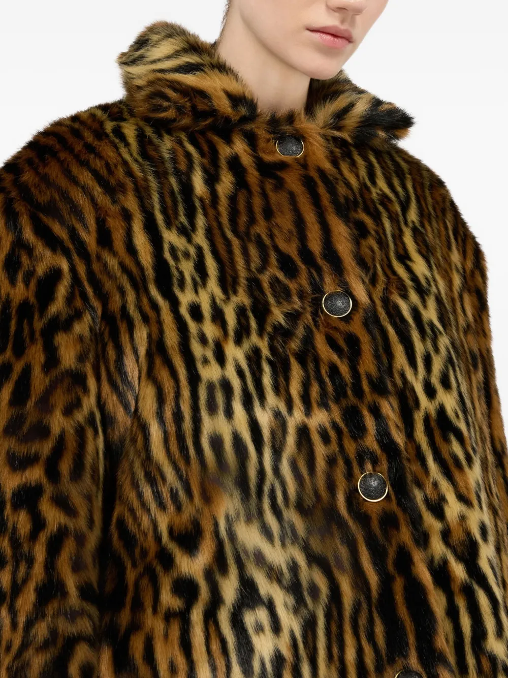 Roberto Cavalli Leopard-print Button Coat In Multi